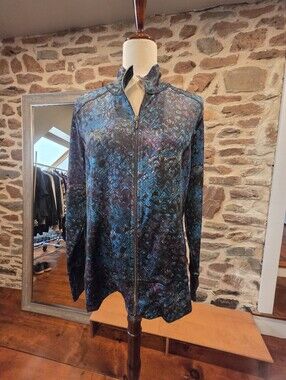 Sno skins Womens Multi-Colored Patterned Zip-Front Sport Jacket